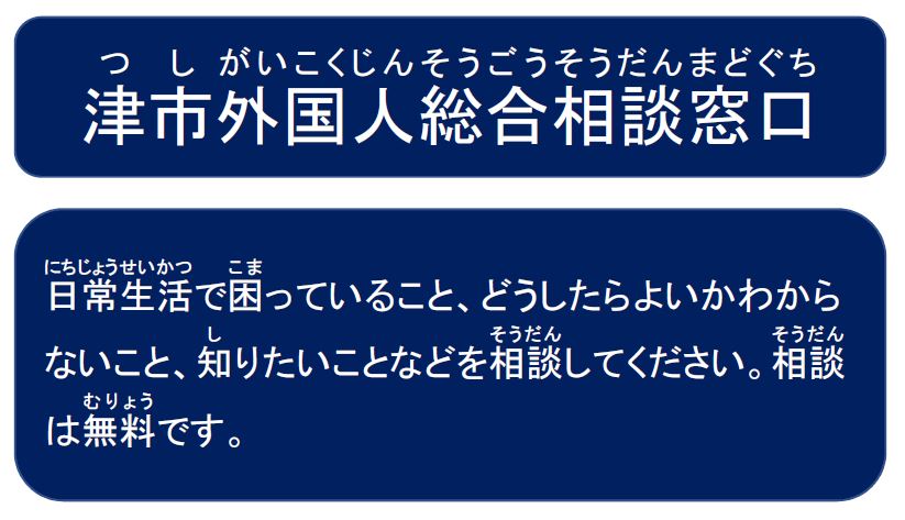 イラスト：津市外国人総合相談窓口案内詳細