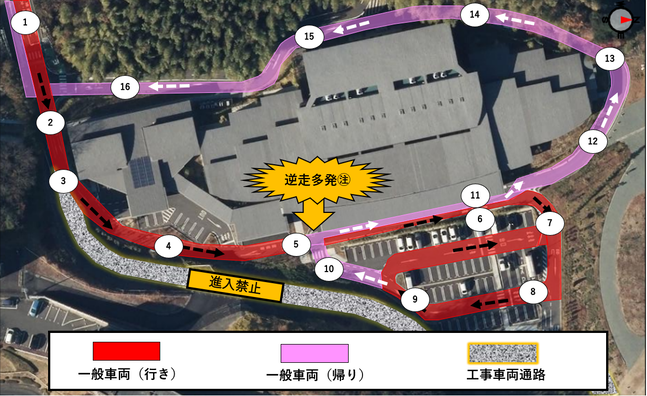 地図：いつくしみの杜全体の走行順序