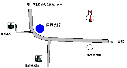 地図：津西会館の位置