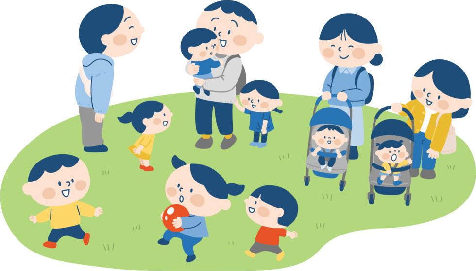 複数の親子のイラスト