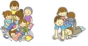 イラスト:子どもと遊ぶ指導員