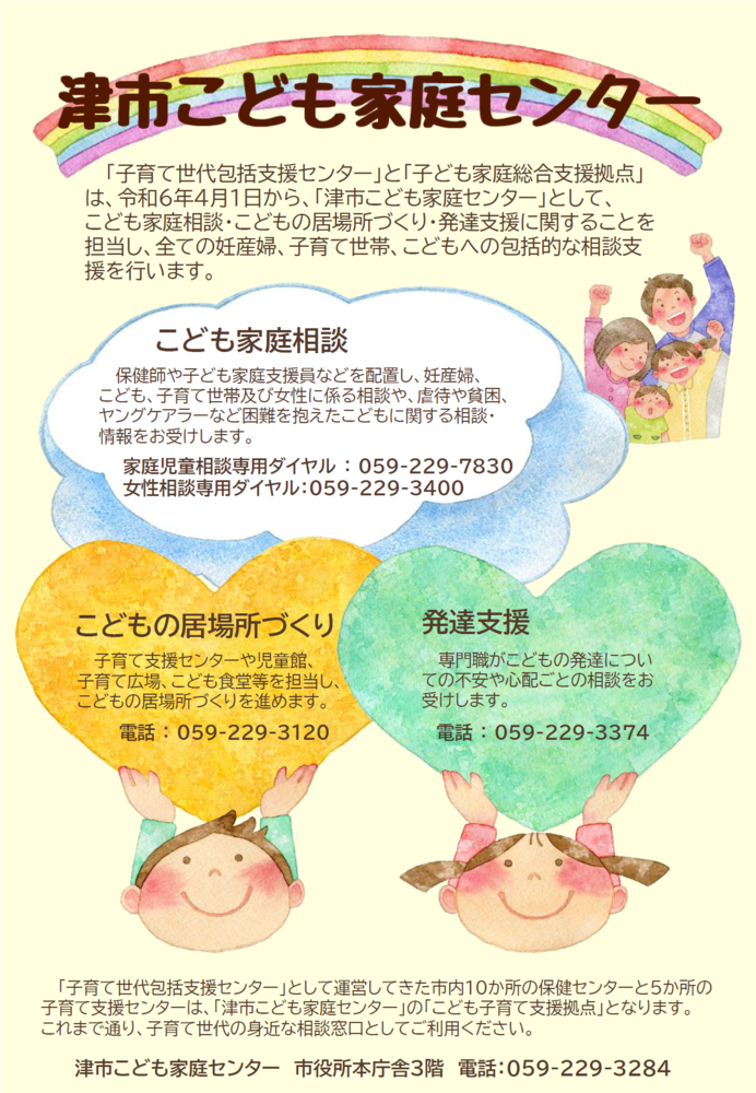 写真：津市こども家庭センターチラシ（表）