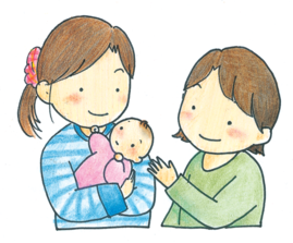 イラスト：子どもを抱いている女性