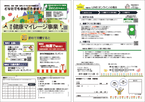 津市健康マイレージ事業チラシの画像