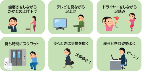 イラスト：ながら運動の例
