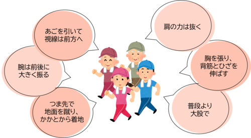 イラスト：ウォーキングのポイント
