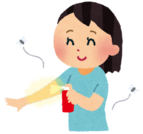 イラスト：虫除けスプレーを使う女性