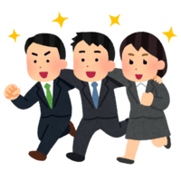 イラスト：スーツ姿の男女3人