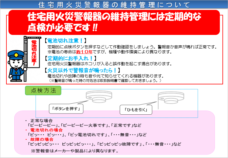 写真:チラシ 住宅用火災警報器の維持管理について