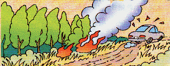 イラスト：山林や枯草への放火