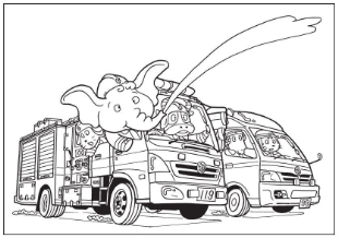 イラスト：しょうぼうぬりえ－3（ひょうしぬりえ）