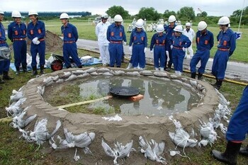 写真：釜段工法のようす