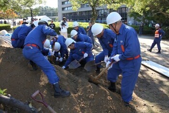 写真：土砂災害訓練のようす