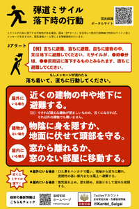 写真：弾道ミサイル落下時の行動　チラシ1