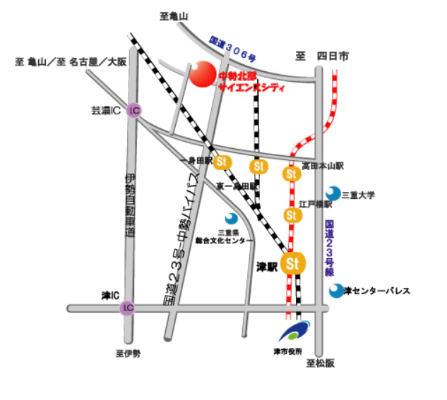 中勢北部サイエンスシティ　周辺地図