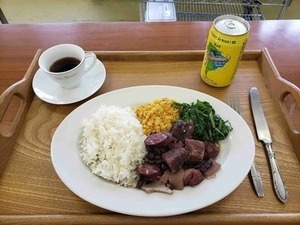 写真：第1回の料理（フェイジョアーダ、ブラジルご飯、ファロッファ、ケールサラダ）