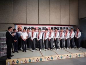 写真：津商業高校野球部甲子園初出場報告会