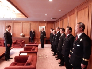 写真：津市消防団　消防副団長、方面団長着任挨拶