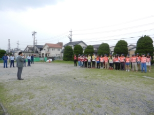 写真:三重短期大学 津市消防団学生機能別団員 初期消火訓練 挨拶