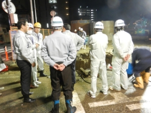 写真：下水道工事による水道管破損事故