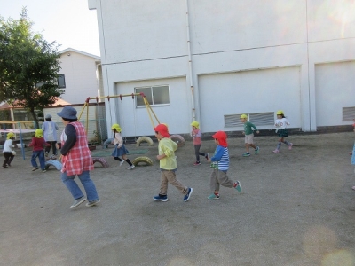 写真:朝の体操タイムの様子