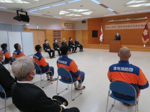 写真：消防操法大会出場結団式 挨拶