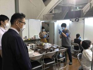 写真：新型コロナワクチン集団接種会場（ボートレース津）2