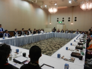 写真：安濃津よさこい実行委員会主催　津市長を囲んでの朝食会