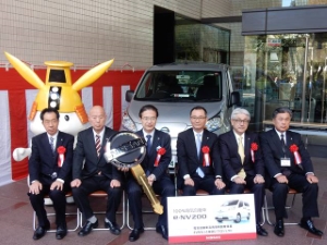 写真:電気自動車無償貸与式1