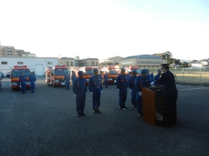 写真：津市消防団消防ポンプ自動車引き渡し式