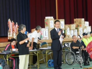 写真：第9回津身連体育大会開会式 挨拶