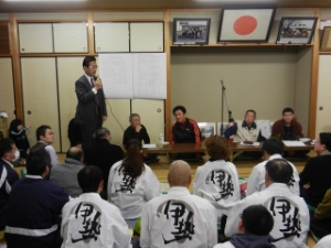 写真：香良洲お木曳き練習激励（稲葉区）