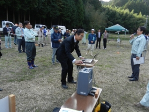 写真:先進的獣害対策「ドロップネット」実証実験開始式2