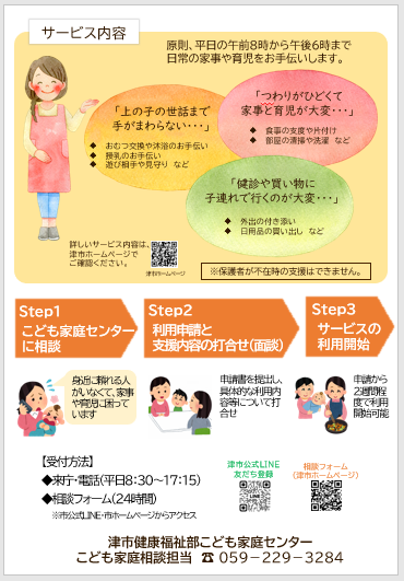 写真：津市産前・子育て応援ヘルパー派遣のご案内チラシ　裏