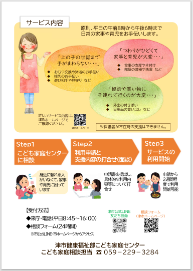 写真：津市産前・子育て応援ヘルパー派遣のご案内チラシ　裏