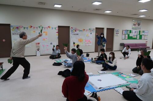 写真：カクレミノの葉遊び2