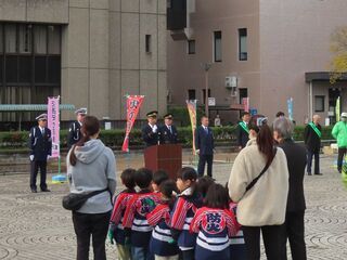 写真：令和7年交通安全・防犯・防火合同出発式 挨拶 1