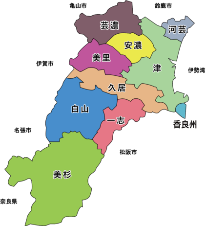 画像：合併した10市町村の地図