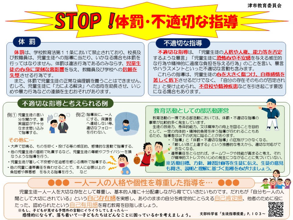体罰や不適切な指導の説明イラスト