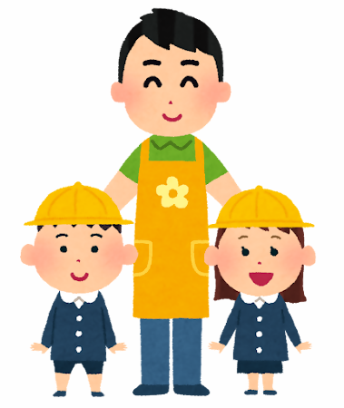 男性の保育士と子どもたち