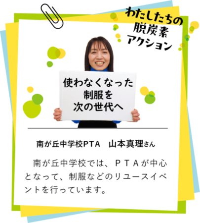 脱炭素アクション　南が丘中学校PTA　山本真理さんの写真