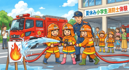 消防士体験のイラスト