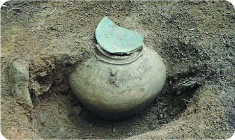 出土したふたとつぼの写真