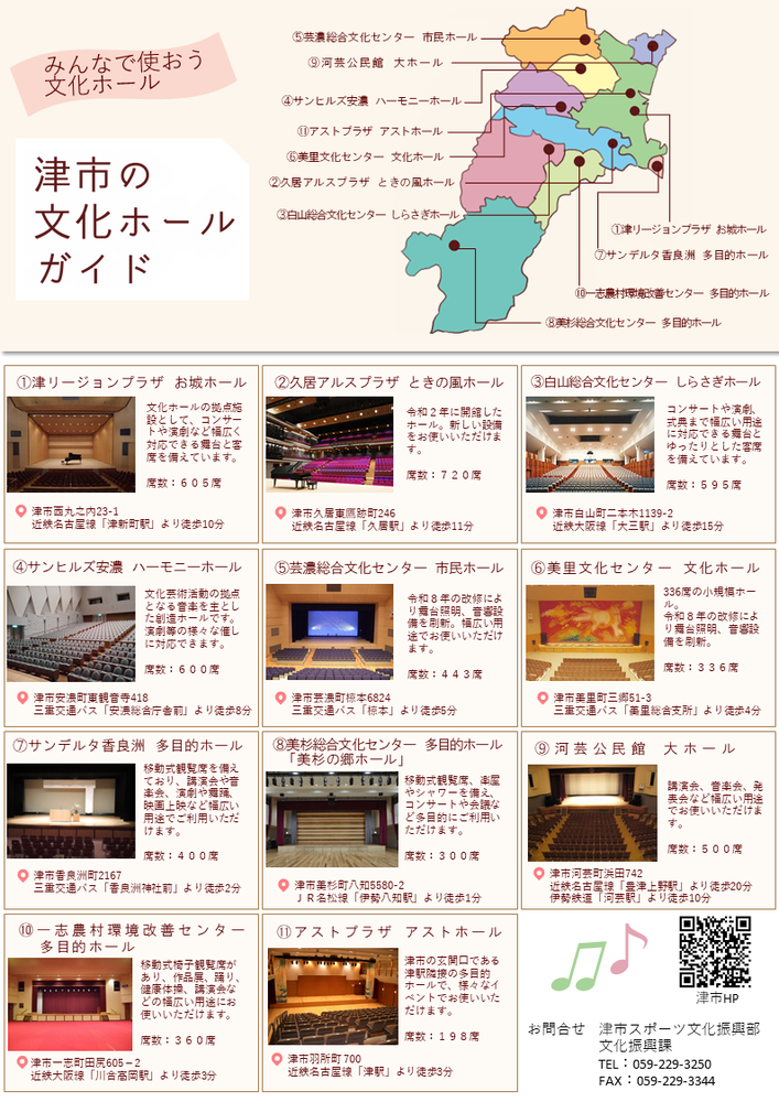 津市の文化ホールガイド