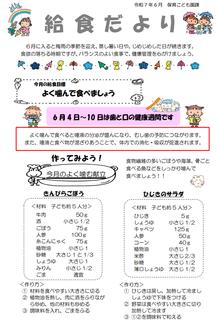 給食だより1月