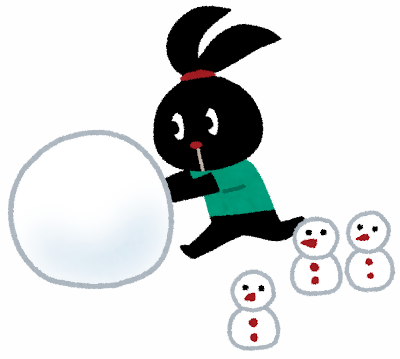 ぴょこと雪だるまのイラスト