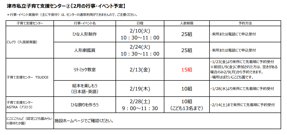 2月私立イベント一覧2