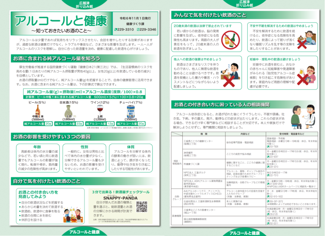 アルコールと健康チラシ