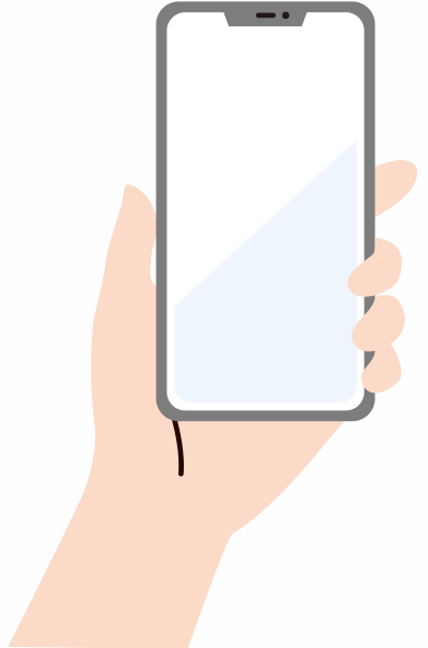 手にスマホ